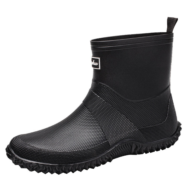 Men's Seamless Full Rubber Slip-On Ankle Boots with Non-Slip Profile Sole Mune Fashion