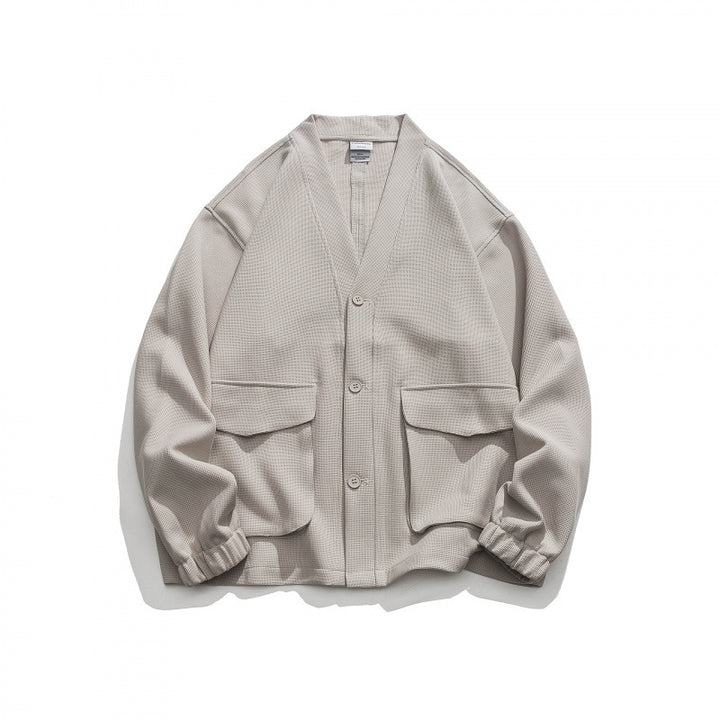 Unisex Oversize cardigan with large flap pockets and waffle texture Mune Fashion