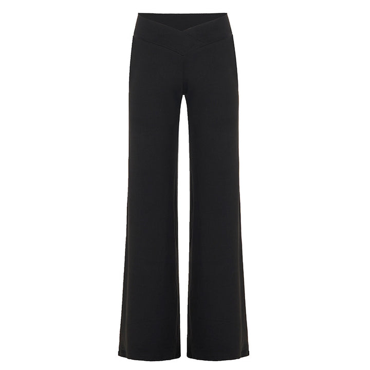 Women wide Palazzo pants with V-shaped waistband seam and elastic stretch jersey Mune Fashion