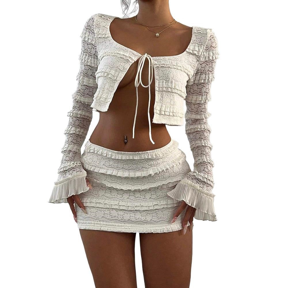 Women playful lace skirt with ruffles Mune Fashion