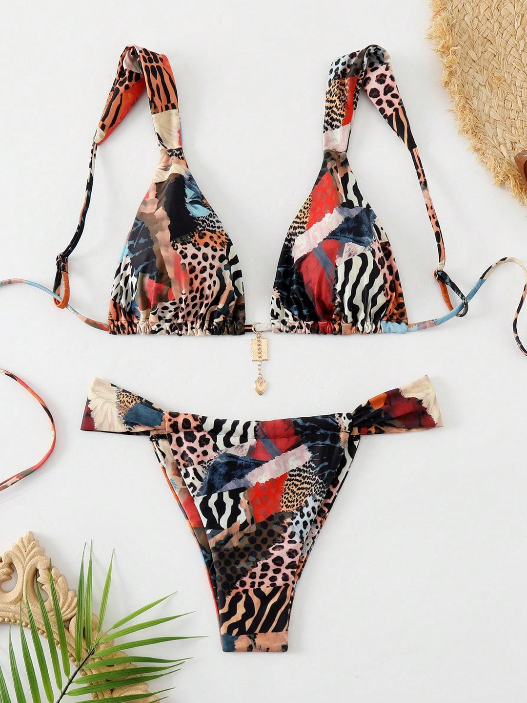Women's triangle bikini with playful pattern mix Mune Fashion
