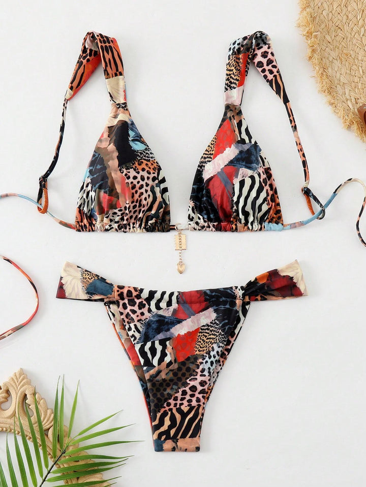 Women's triangle bikini with playful pattern mix Mune Fashion