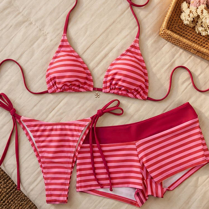 Women's bikini set made of high-quality cotton with playful stripe pattern Mune Fashion