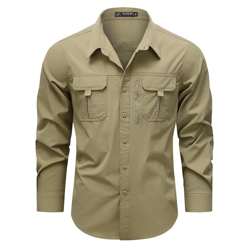 Men's outdoor utility shirt with multiple pockets and zipper Mune Fashion