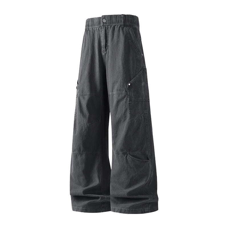Damen Weite Utility-Cargo-Hose mit elastischem Bund, Multifunktionstaschen und Workwear-Details Mune Fashion