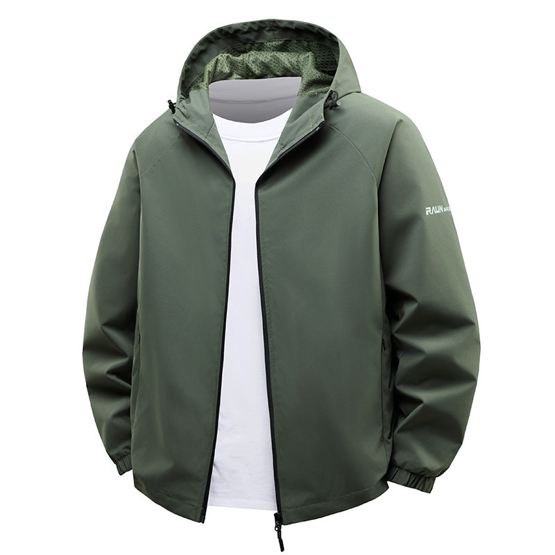 Men's lightweight water-repellent hooded shell jacket with breathable mesh lining Mune Fashion