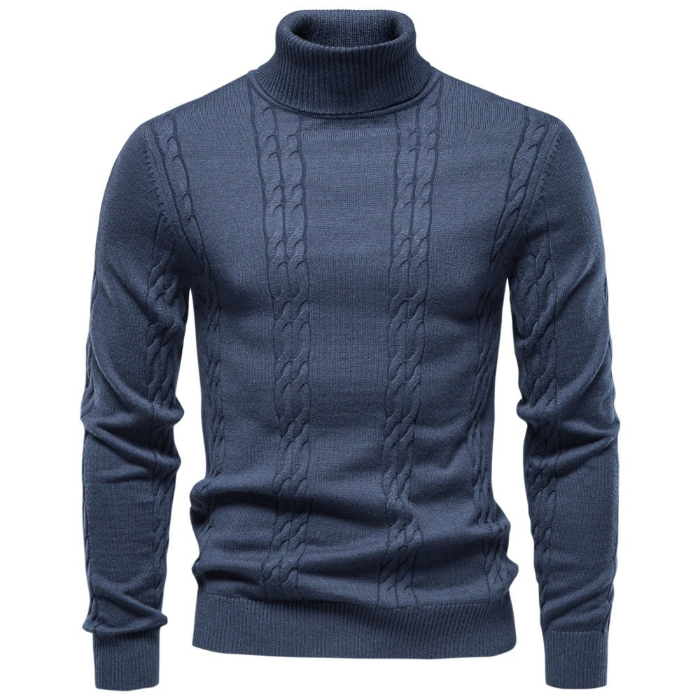 Men's turtleneck sweater with vertical cable pattern and slim fit Mune Fashion