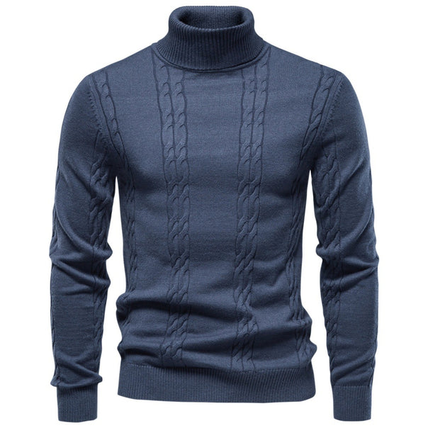 Men's turtleneck sweater with vertical cable pattern and slim fit Mune Fashion