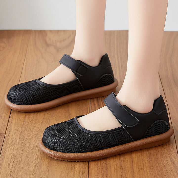 Ladies non breathable Mary-Jane slippers with Velcro closure and ergonomic comfort sole Mune Fashion