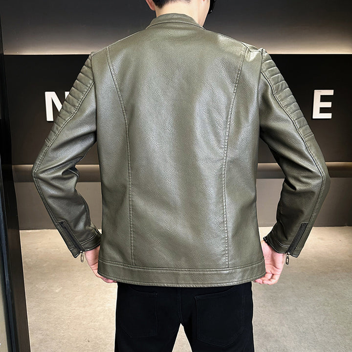 Men's Stylish Faux Leather Jacket with Quilted Details Mune Fashion
