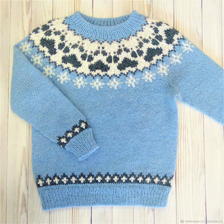 Women's Norwegian sweater made of wool blend with round neck and traditional Fair Isle yoke Mune Fashion