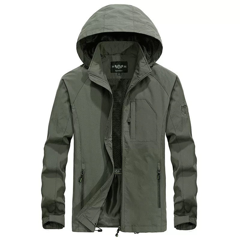 Men's lightweight windproof shell hoodie with mesh lining, hood, and adjustable hem Mune Fashion