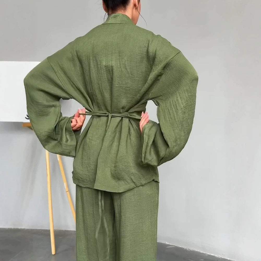 Women's loosely cut linen jacket with mandarin collar and frog closures Mune Fashion