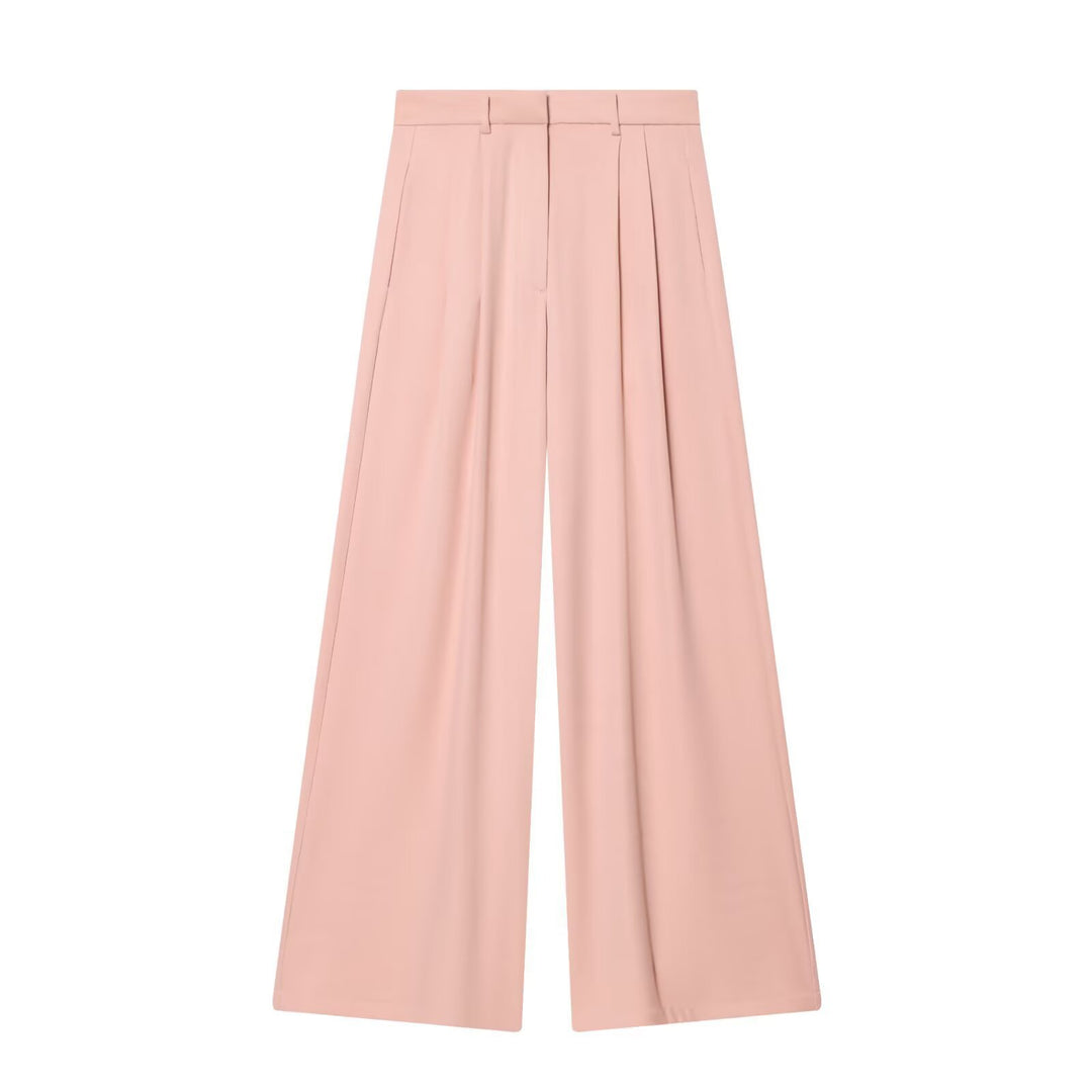 Women's High-Waisted Palazzo Pants with Wide Leg and Piping Pockets Mune Fashion