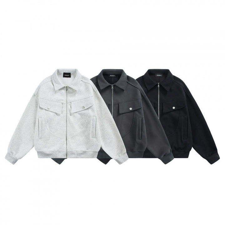 Unisex Zip Sweat Jacket with Patch Chest Flaps and Ribbed Hem Mune Fashion