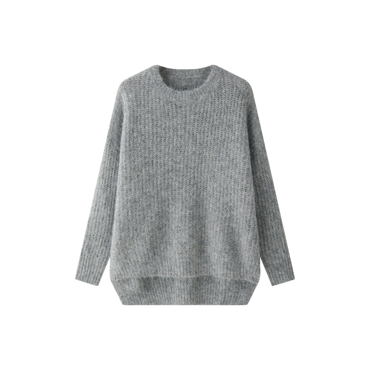 Women Fluffy Oversized Sweater in Mohair Look with Ribbed Textured Knit Mune Fashion