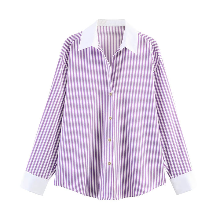 Women's oversized shirt with contrast collar and cuffs Mune Fashion