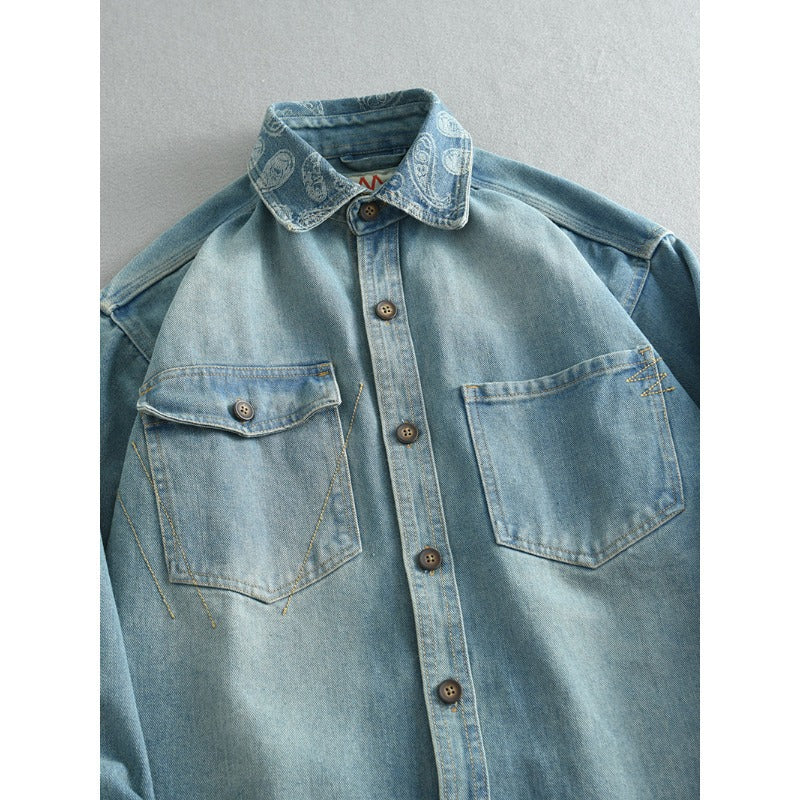 Unisex Overshirt made of washed denim with relaxed fit and patch pockets Mune Fashion