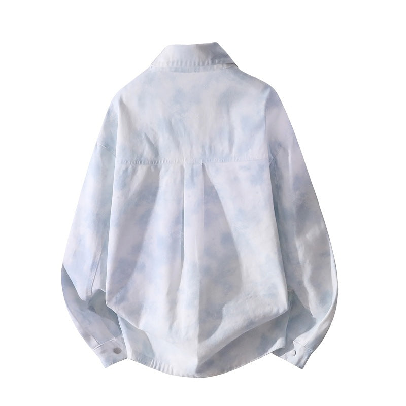 Unisex Oversized Shirt Jacket with Tie-Dye Effect, Snap Button Front and Chest Pockets Mune Fashion