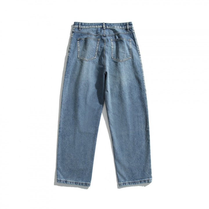 Ladies high-waisted jeans with pleats, straight cut and wide leg Mune Fashion