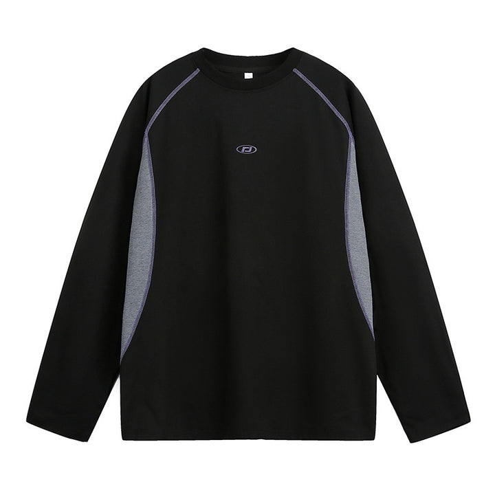 Unisex Long Sleeve Sweatshirt with Raglan Seams, Contrast Sides and Minimalist Logo Embroidery Mune Fashion