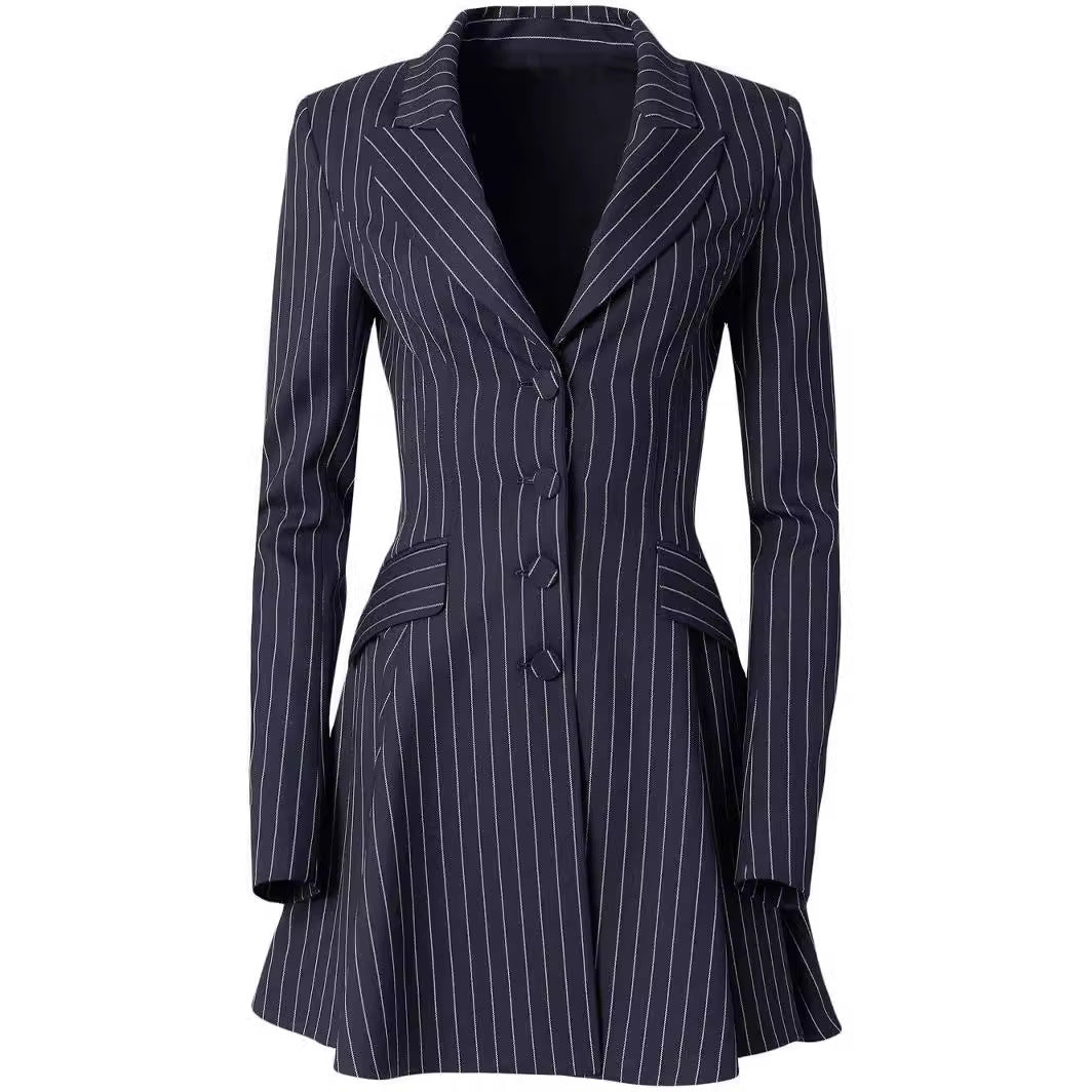 Women's Fitted Pinstripe Blazer Dress in Modern Tailoring Mune Fashion