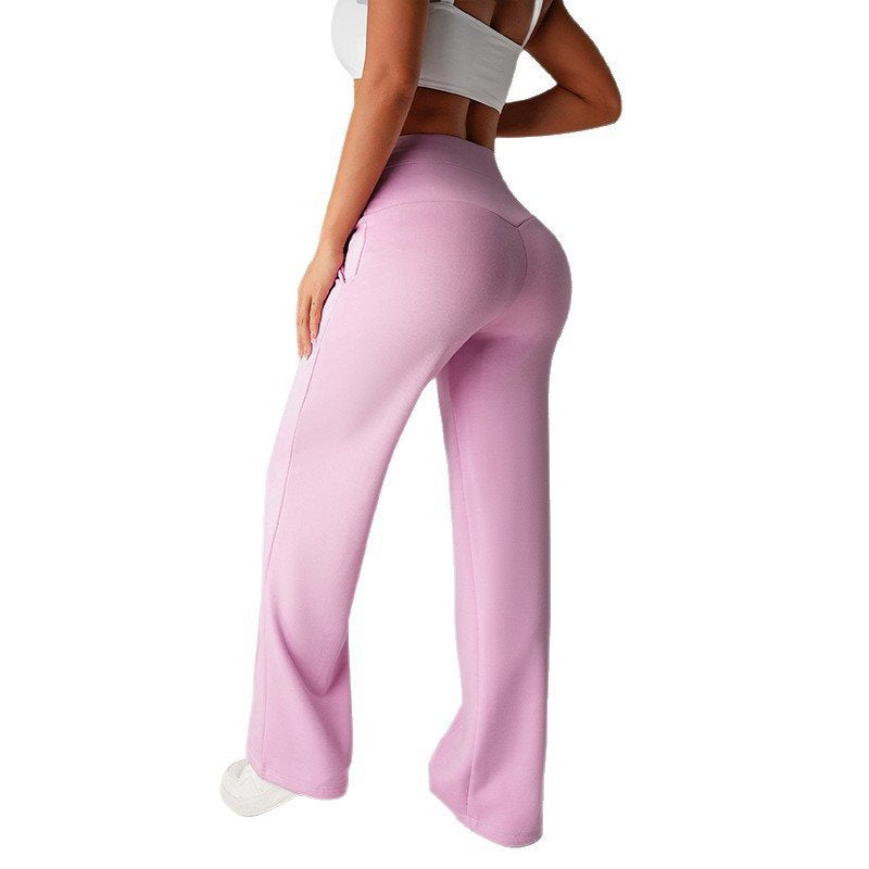 Women's High-Waist Palazzo Sweatpants with Crease and Comfort Waistband Mune Fashion