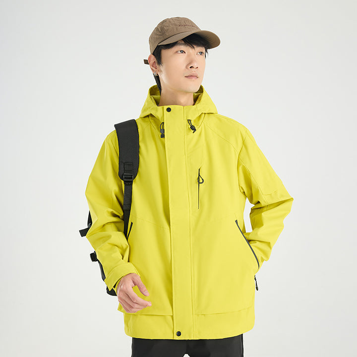 Men's lightweight breathable two-layer rain softshell jacket with adjustable hood and chest pocket Mune Fashion