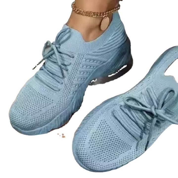 Women's lightweight knitted sneakers with sock-like upper material, cushioned comfort sole, and flexible patterned outsole Mune Fashion