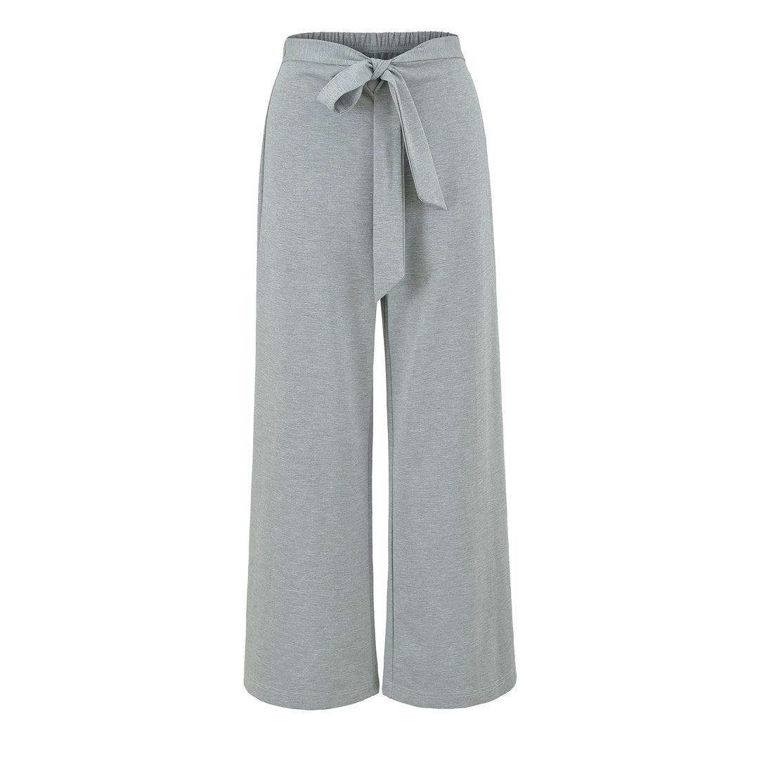 Women High-Waisted Culotte Pants with Wide Leg and Tie Belt Mune Fashion