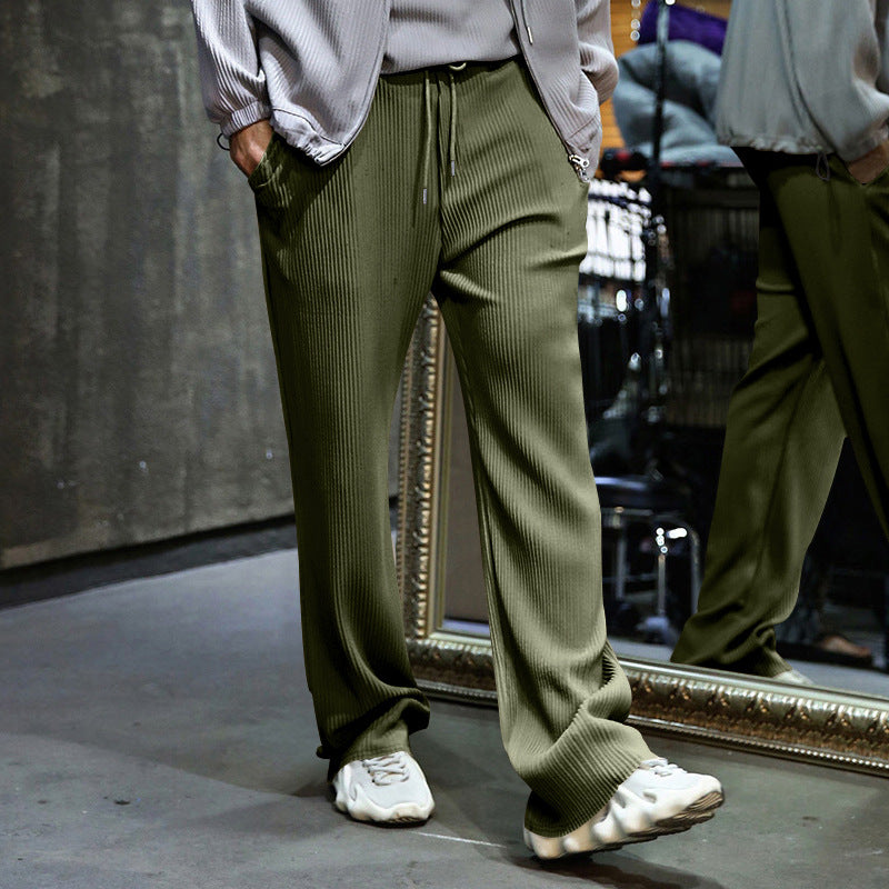 Men's loosely cut pleated trousers with drawstring and wide leg Mune Fashion
