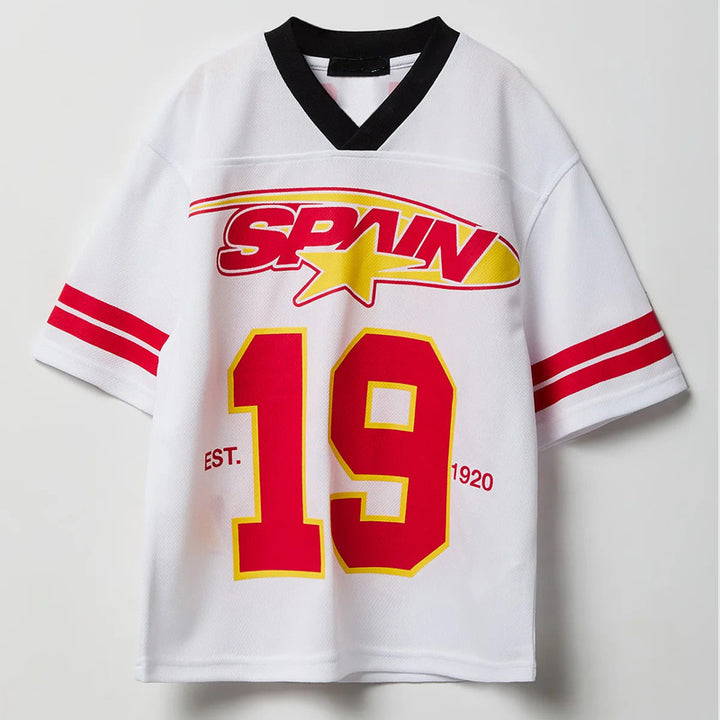 Unisex nan Oversize Sports Jersey in Retro Look with V-neck and Mesh Structure Mune Fashion