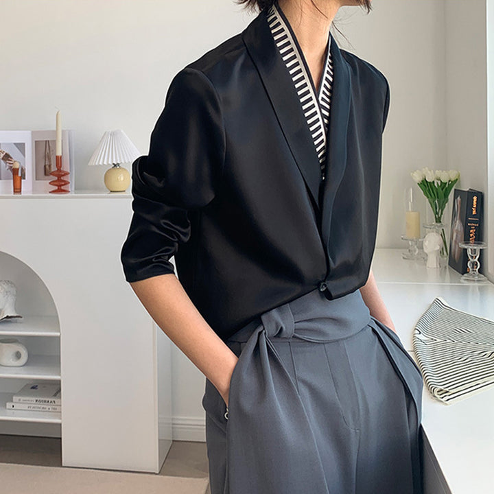 Women Luxurious Satin Blouse Mune Fashion