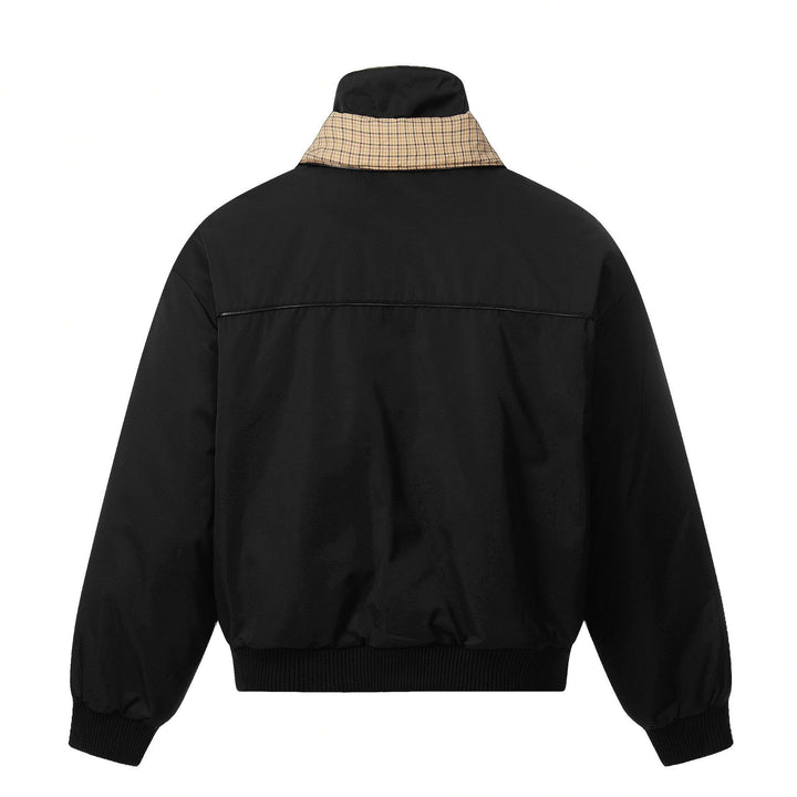 Unisex short jacket with high double collar and checked inner lining Mune Fashion