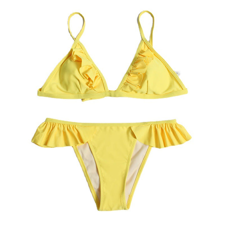 Women Triangle Bikini with Ruffles Mune Fashion