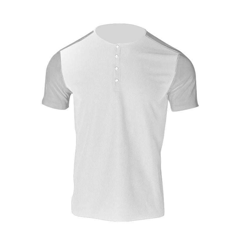 Men's short-sleeved Henley shirt with mid-length button placket and raglan sleeves Mune Fashion