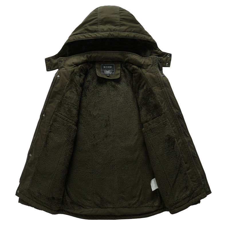 Men's Canvas Military Parka with Teddy Lining, Hood, and Multifunctional Pockets Mune Fashion