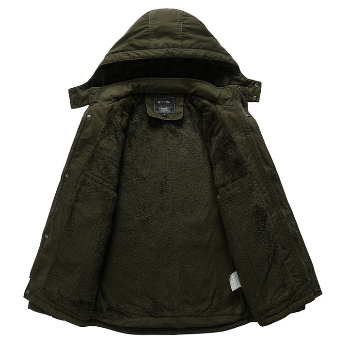 Men's Canvas Military Parka with Teddy Lining, Hood, and Multifunctional Pockets Mune Fashion