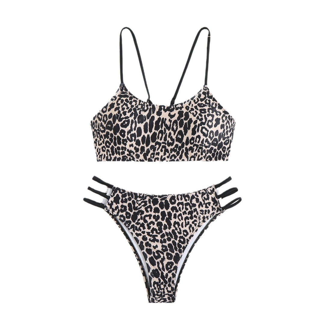 Women's bikini set with creative leopard pattern and adjustable straps Mune Fashion