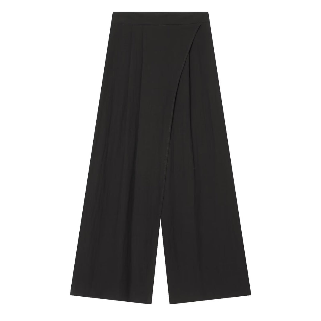 Women Wide High-Waist Culotte with Wrap Look and Flared Leg Mune Fashion
