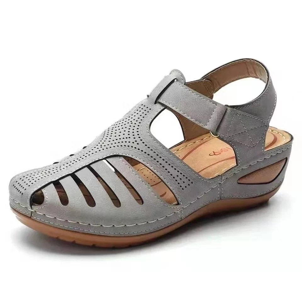 Ladies nan closed slingback sandals with perforated upper material, ergonomic comfort footbed and lightweight wedge heel Mune Fashion