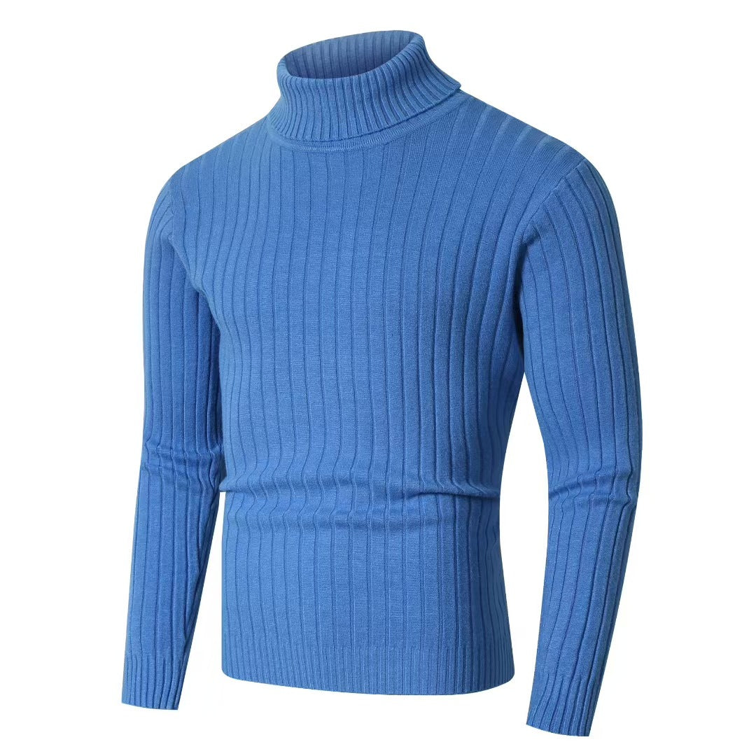 Men's fitted turtleneck sweater in ribbed fine knit Mune Fashion