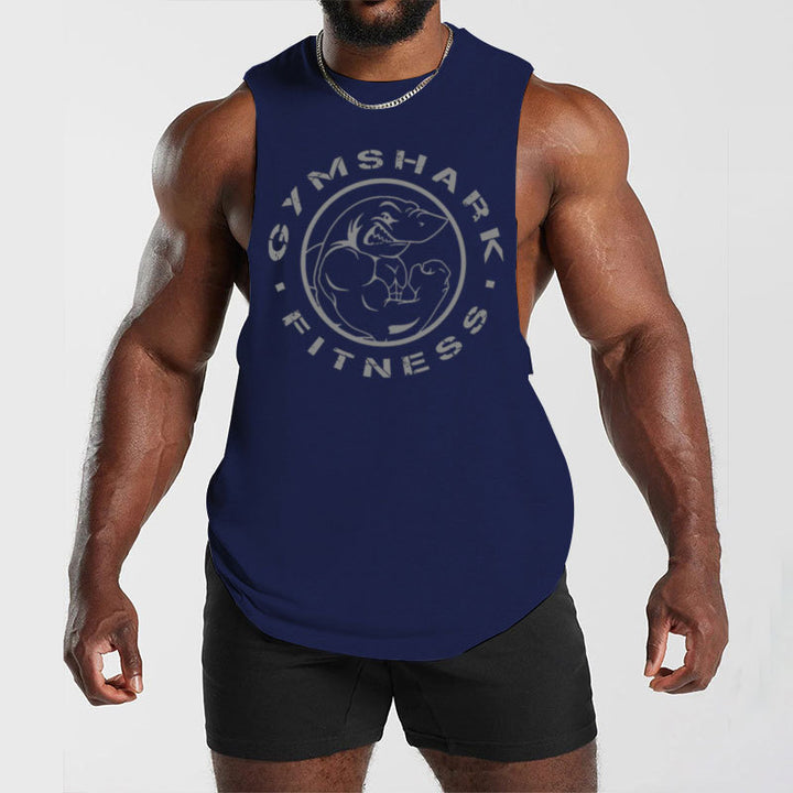 Men's sleeveless muscle shirt with extra deep arm openings and large logo print Mune Fashion