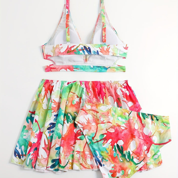Women's bikini set with flowing skirt and playful print Mune Fashion