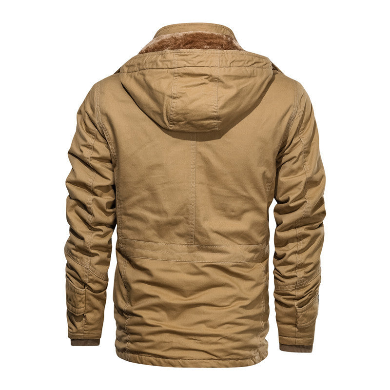 Men's padded canvas utility jacket with soft teddy lining, concealed two-way zipper, and multiple pockets Mune Fashion