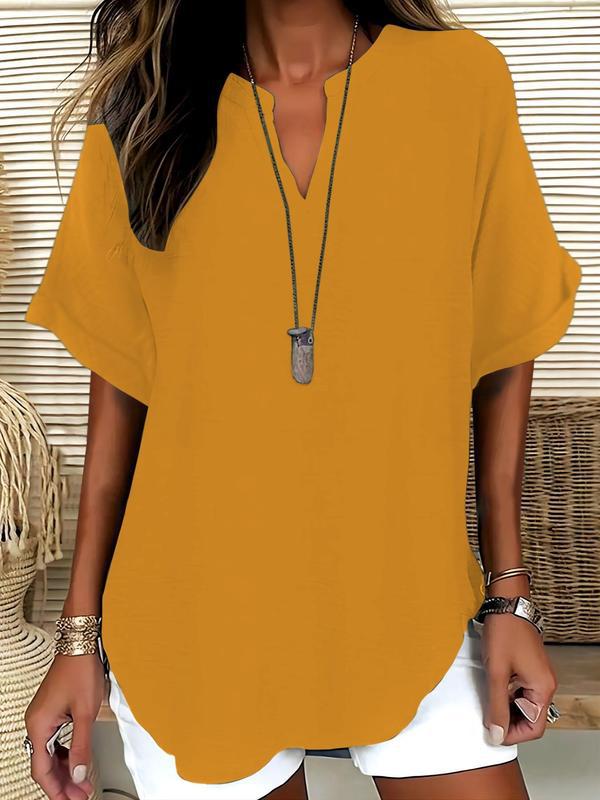Ladies casual tunic with V-neck and wide-cut sleeves Mune Fashion