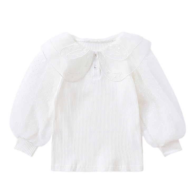 Women's elegant blouse with puff sleeves and lace collar Mune Fashion