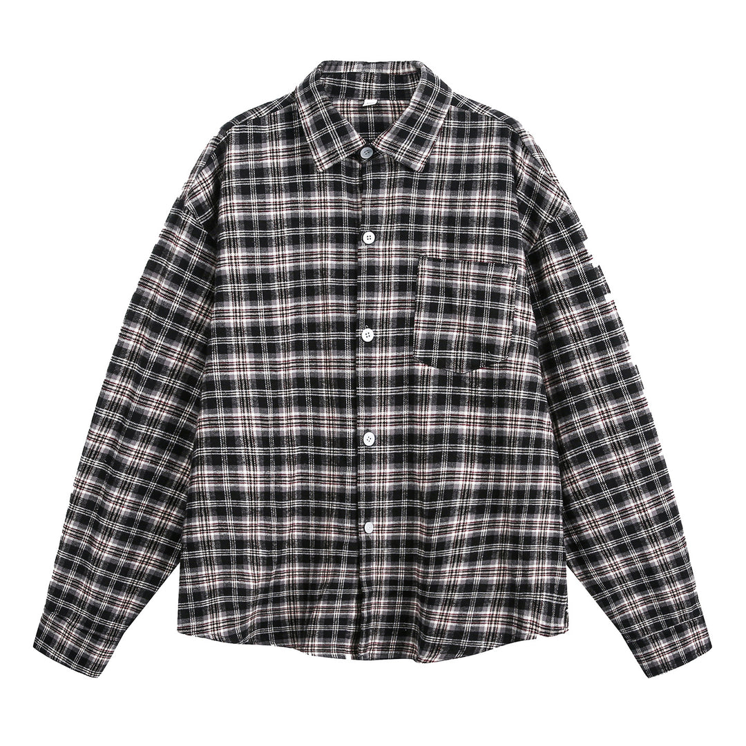 Unisex flannel check shirt jacket with chest pocket and boxy cut Mune Fashion