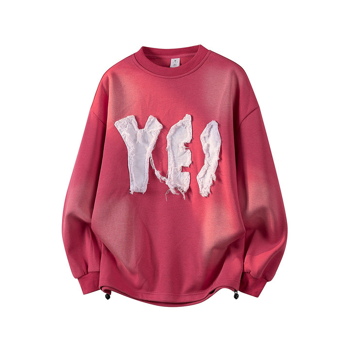 Women's Oversized Sweatshirt with Embroidered Logo, Rounded Hem & Dropped Shoulder Mune Fashion