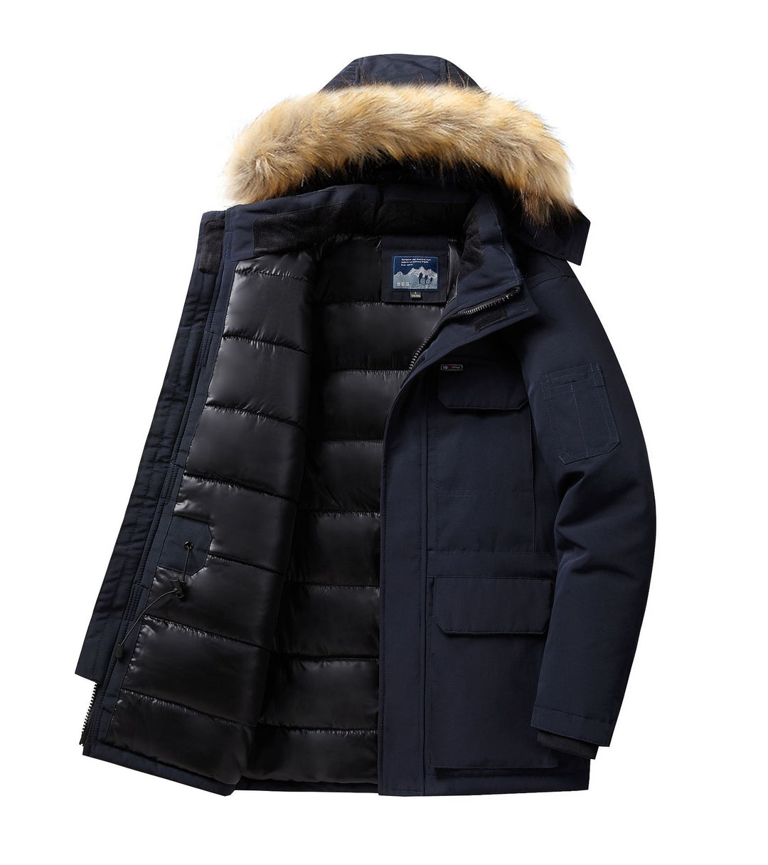 Men's expedition parka with detachable hood and faux fur trim Mune Fashion